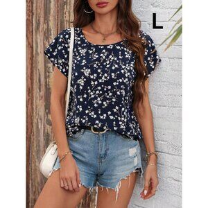 Navy Floral Blouse